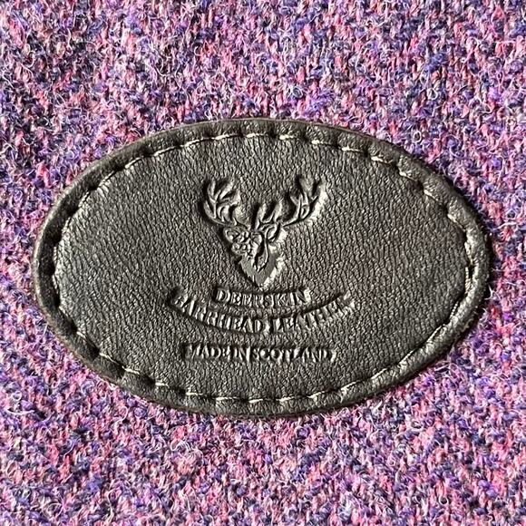 Barrhead Leather Brown Dearskin Aisling Medium Sized Bag w/ Purple Harris Tweed - Picture 12 of 16